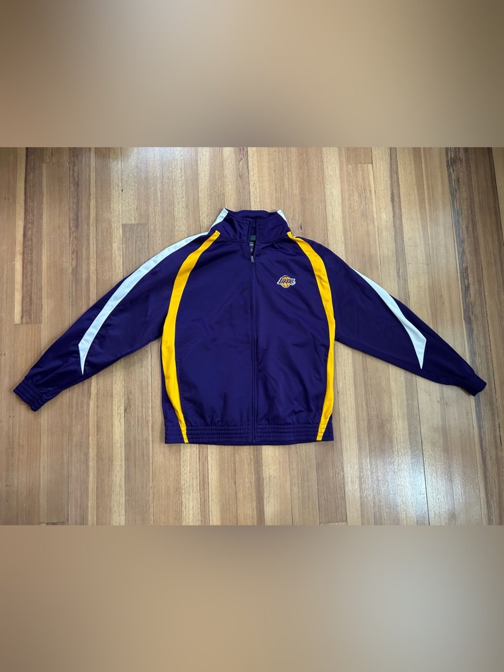 NBA Los Angeles Lakers Track Jacket Men's Size L Full Zip Purple Gold Retro